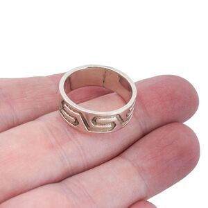 Vintage Mexico Sterling Silver 925 Geometric Band Ring Size 9.75